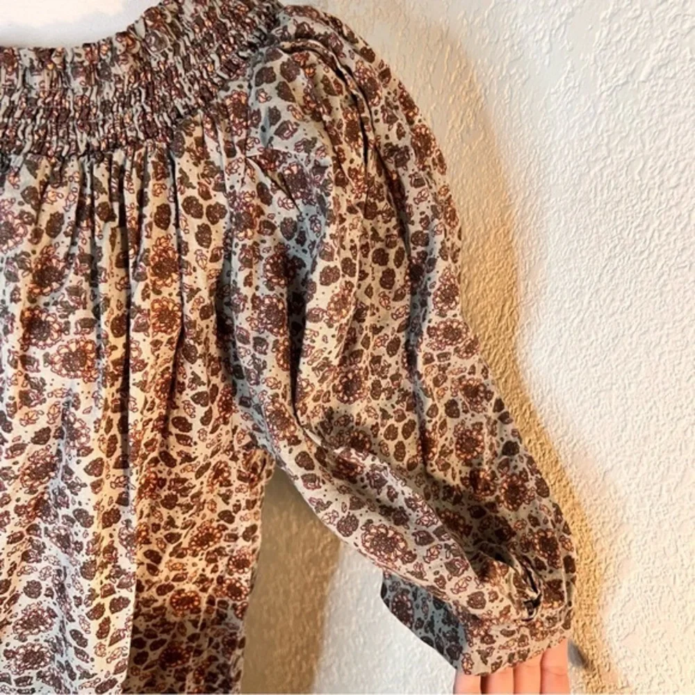 INTIMATELY FREE PEOPLE Brown Floral Button Down Tunic Dress Size‎ Small